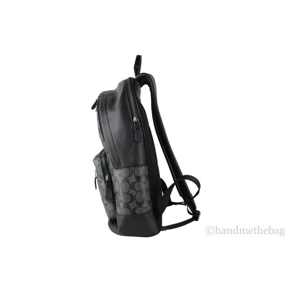 NWT Coach Men's West Signature Denim Chalk Varsity Stripe Coated Canvas Backpack - Picture 8 of 11